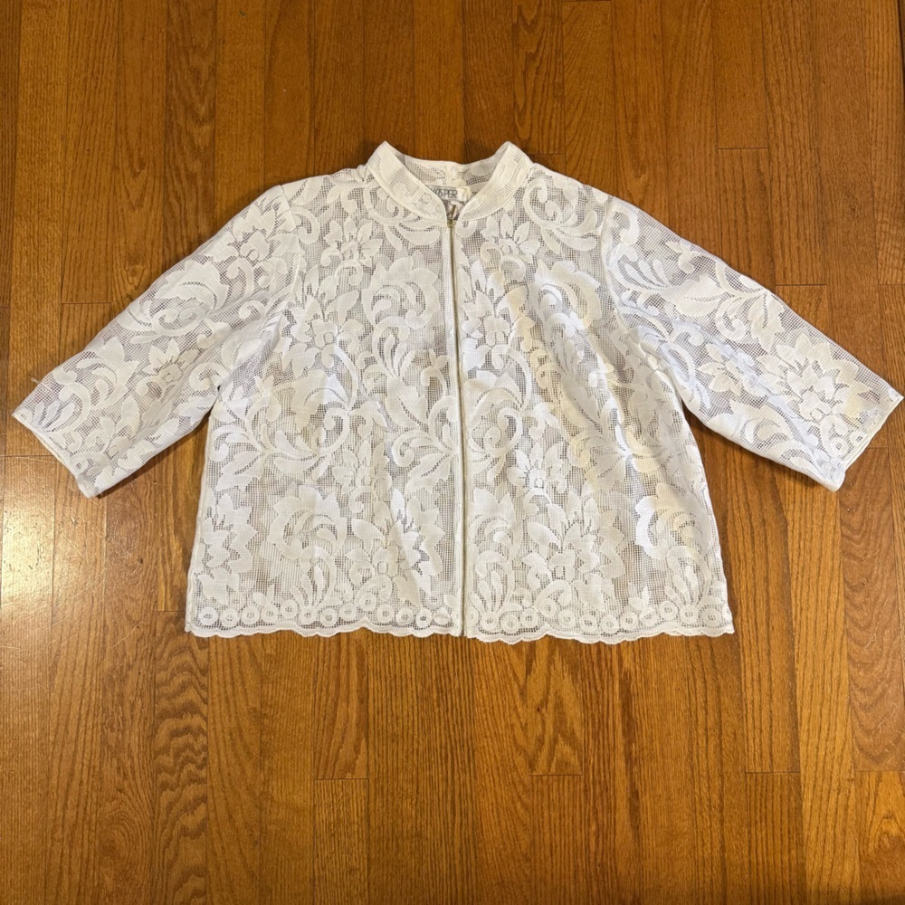 Kasper Women’s Lace Zip Up Cover Size 24W
